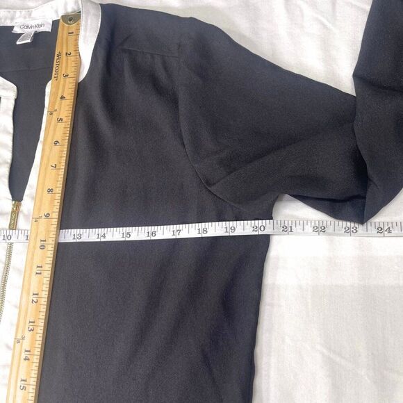 Black Collar Exposed with Roll up Sleeve Blouse Size M - Picture 13 of 15